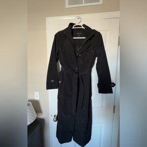 London Fog Black Waterproof Trench Coat | Belted Classic Rain Coat